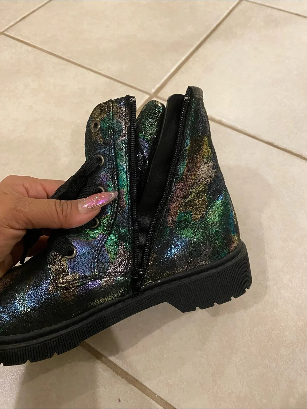 Sprox Metallic Jane Sport Combat Boot